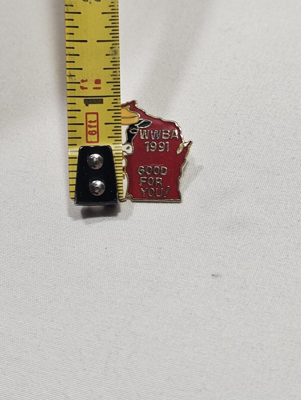 Vintage 1991 WWBA '85 Wisconsin World Wide Bowling Association Lapel Hat Pin - Picture 2 of 3